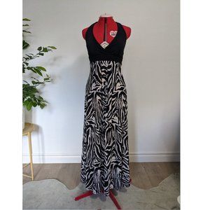 Grass collection - Zebra print halter maxi dress